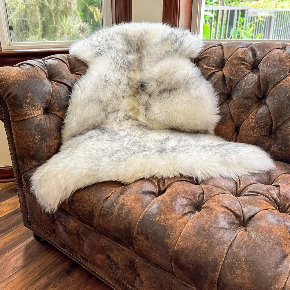 New Premium Genuine Sheepskin Rug White Grey Real Australia Sheepskin Natural